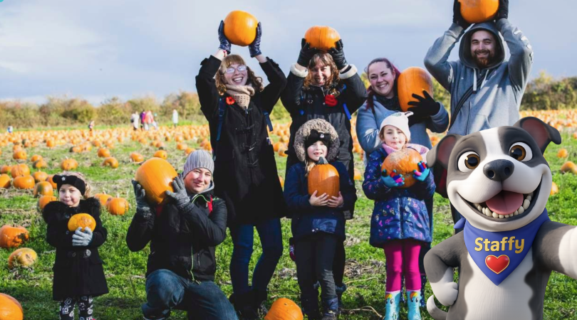 Friends and family show off their Pumpkins at National forest adventure farm