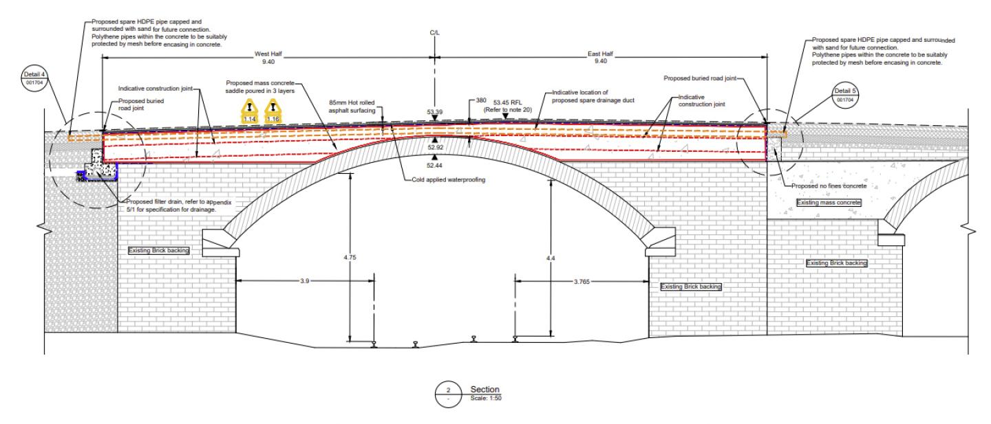 Diagram of proposed works to Branston bridge