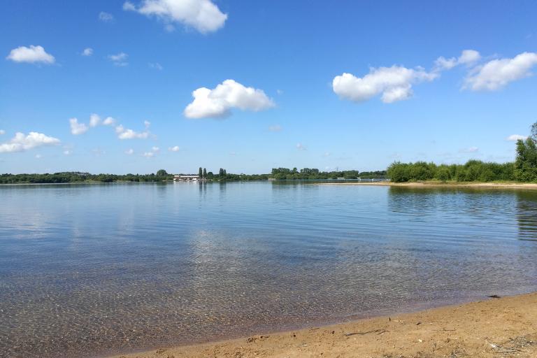 The large reservoir at Chasewater Country Park on a sunny day.